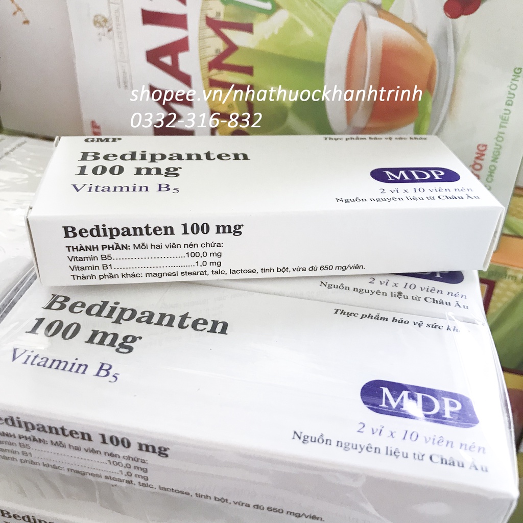 Viên uống BEDIPANTEN 100MG  giảm nhờn da, mụn, rụng gãy tóc