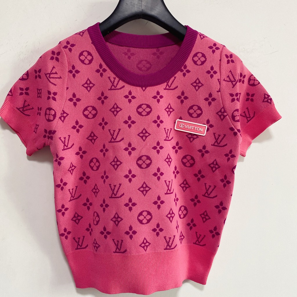 Louis Vuitton Lv Áo Thun Sweater Tay Ngắn Cổ Tròn Thiết Kế Trẻ Trung Cho Nữ