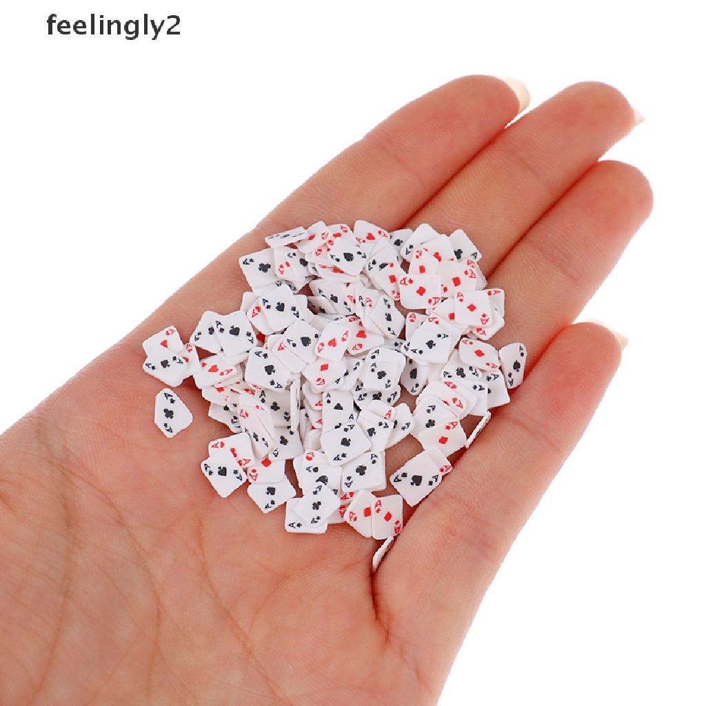 Túi 450-500 hạt đất sét polymer thiết kế hình lá bài poker 3d trang trí móng nghệ thuật 10g