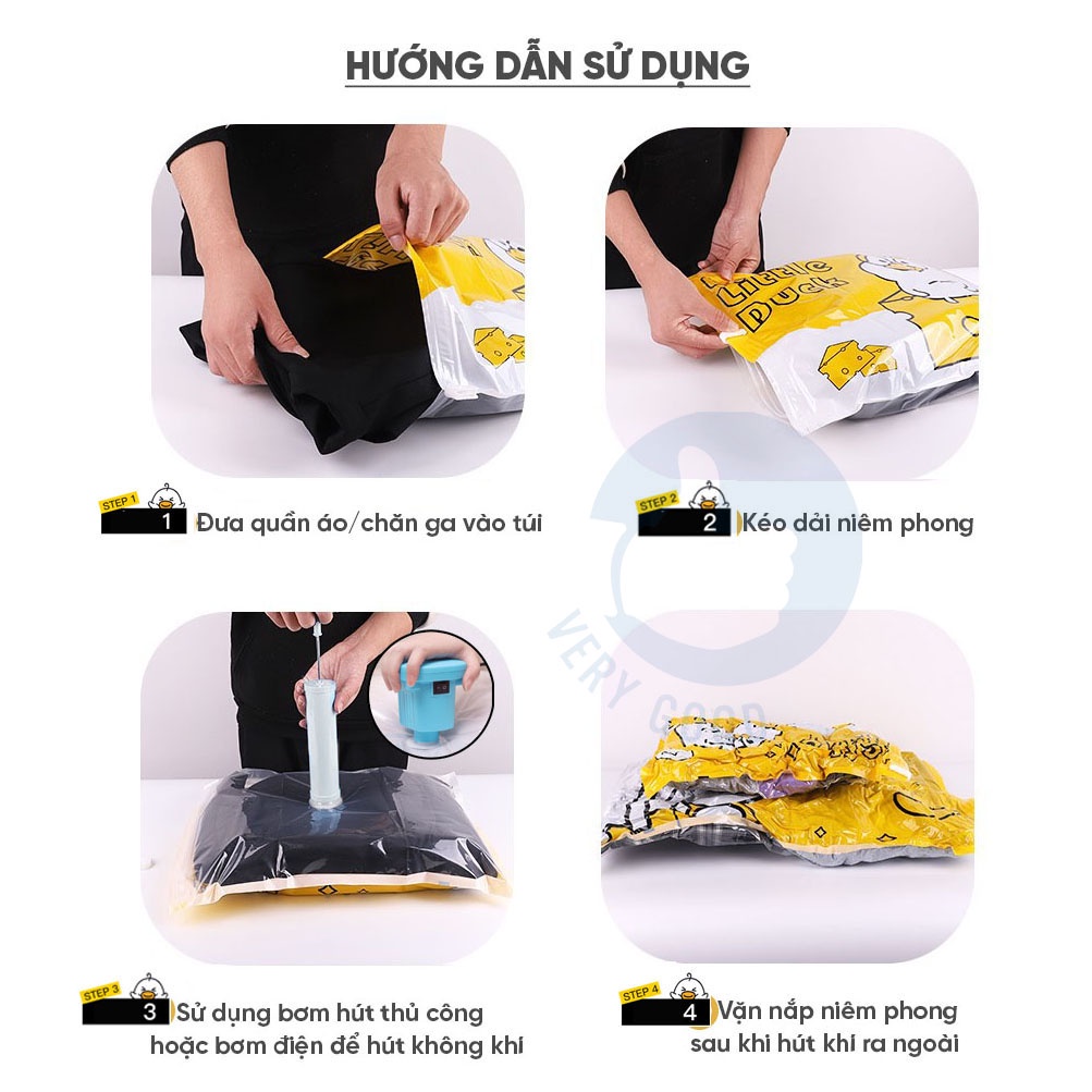 Túi hút chân không đựng quần áo chăn màn túi zip đủ kích thước máy hút chân không mini bảo quản đồ dùng gia đình CSHome