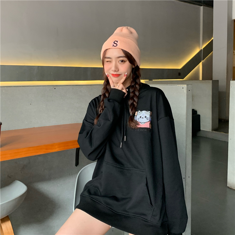 Áo Hoodie Tay Dài Đính Tai Mèo Dễ Thương Cho Học Sinh