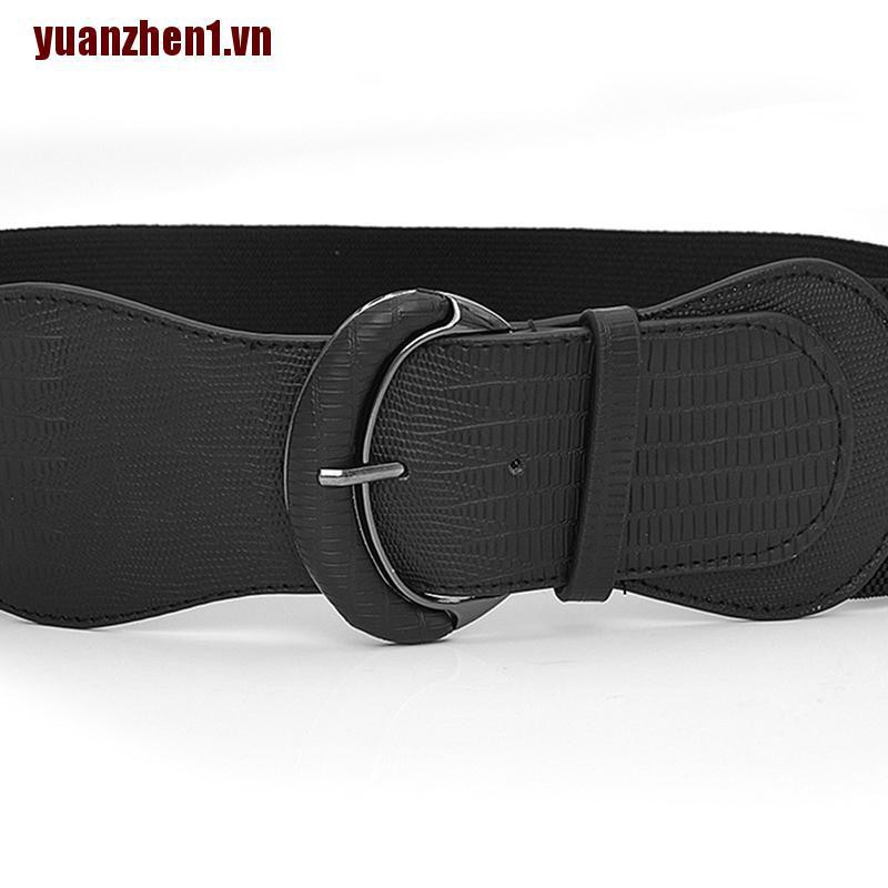 [Yuanzhen1] Thắt Lưng Da Bản Rộng Co Giãn Có Khóa Cài Cho Nữ