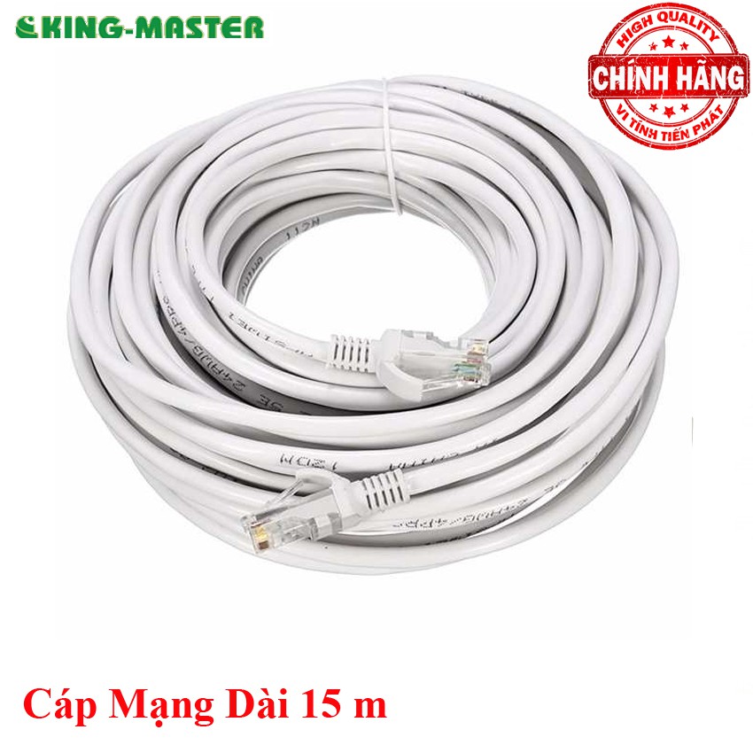 Dây cáp mạng LAN Internet bấm sẵn KingMaster dài 15m chuẩn cat 5e