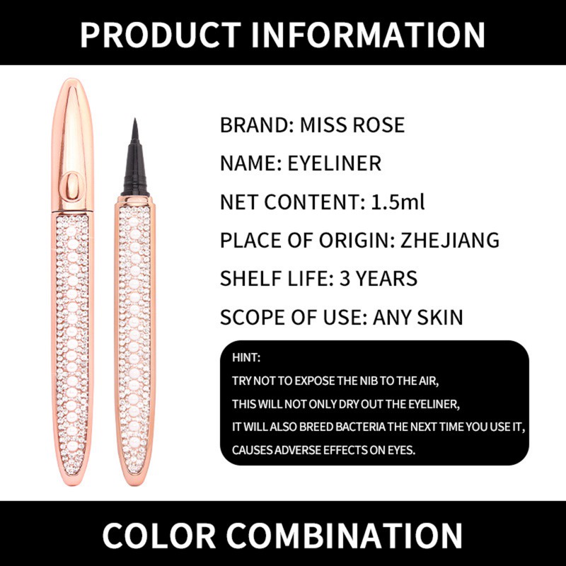 Bút Kẻ Mắt Dạng Lỏng Màu Đen Không Thấm Nước Lâu Trôi Chống Nhòe MISS ROSE