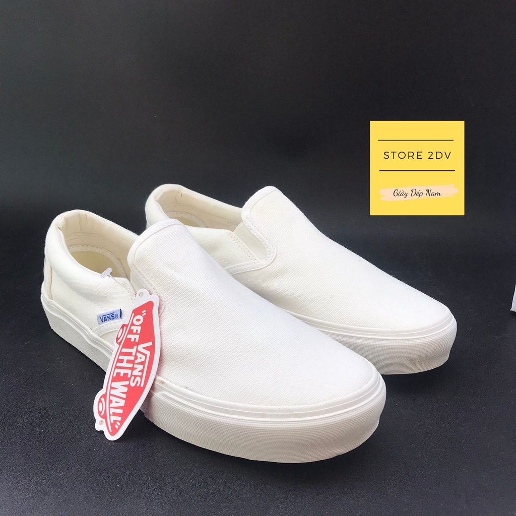 Giày Lười Nam Xỏ Trắng Vans Slip On White