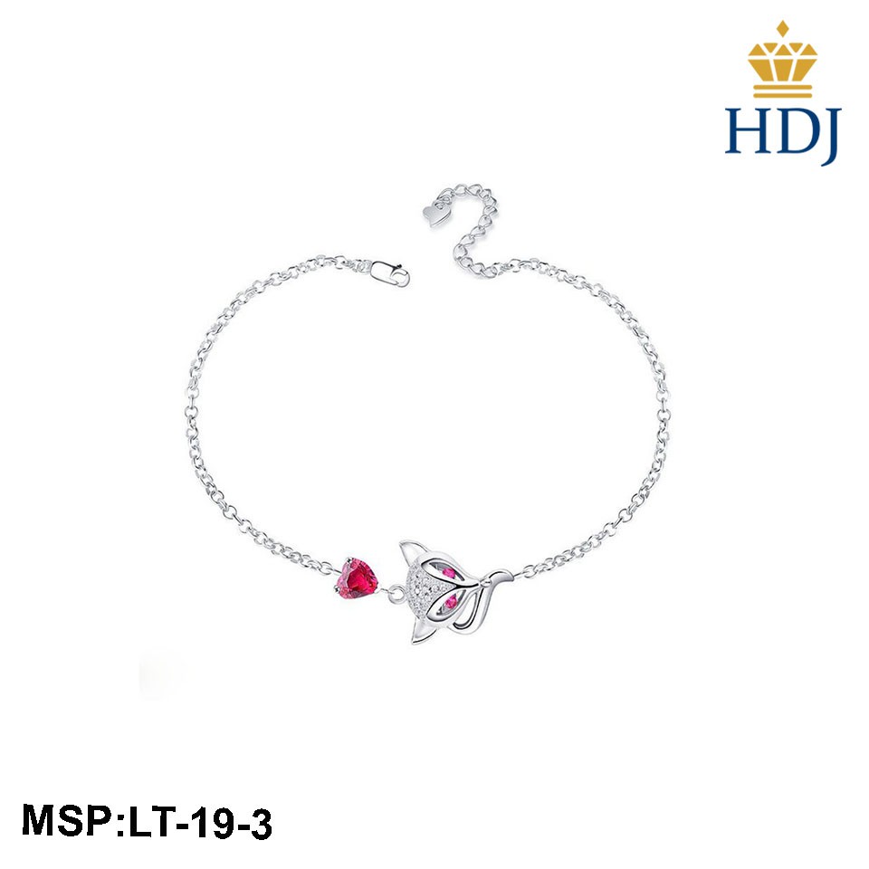 Lắc tay bạc nữ Hình Hồ ly phong thủy Đính đá Hồng sang trọng trang sức HDJ mã LT-19-3 Hàng HOT