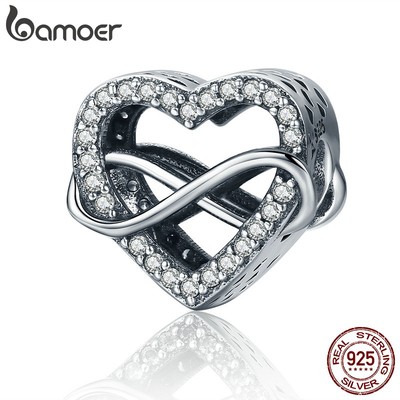 Phụ Kiện Bamoer Hình Trái Tim Bằng Bạc 925 Dùng Làm Trang Sức Thời Trang Cho Nữ