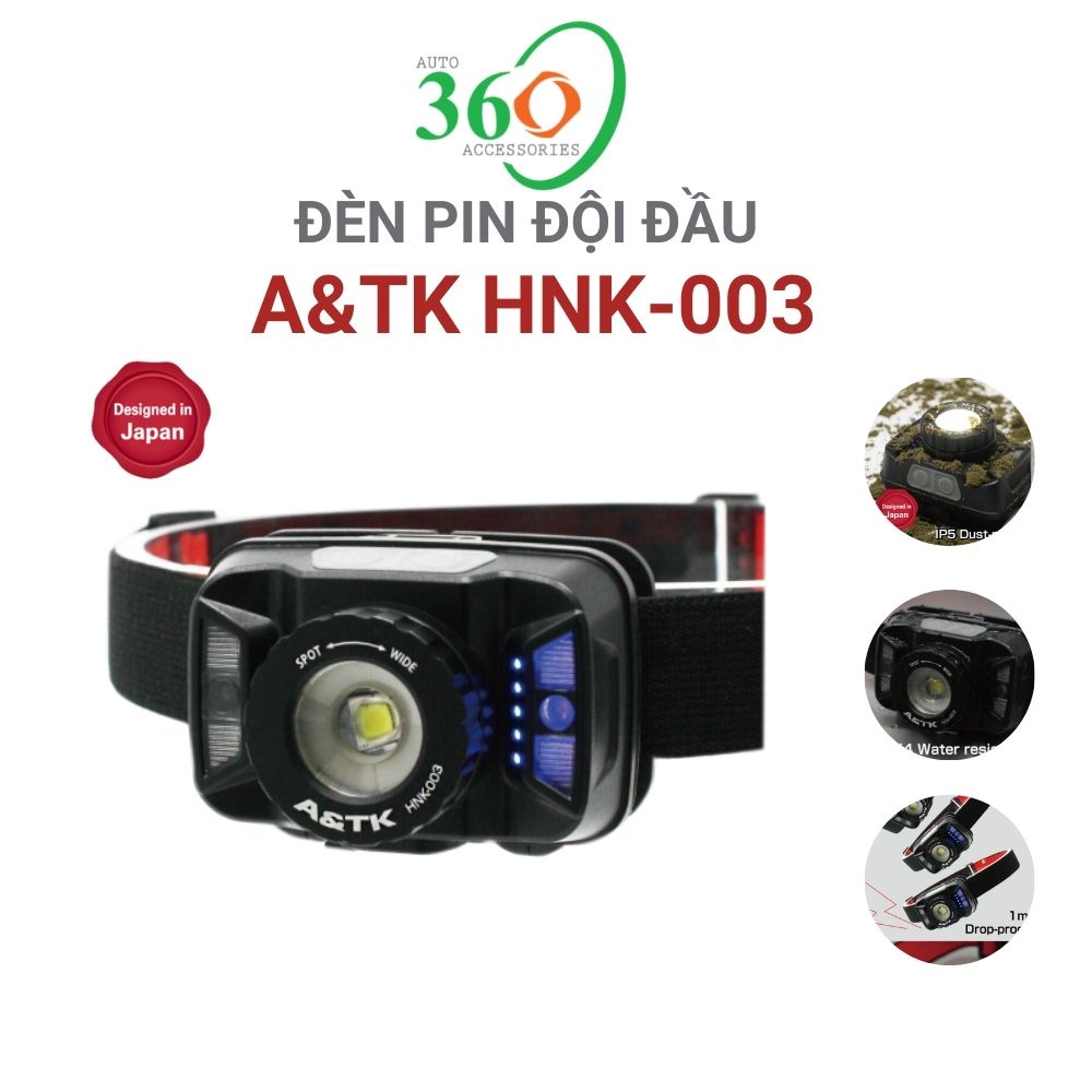 Đèn pin đội đầu A&TK HNK-003 đèn đội đầu siêu sáng chống nước cảm biến chuyển động 3.7V 1800mAh | BigBuy360 - bigbuy360.vn