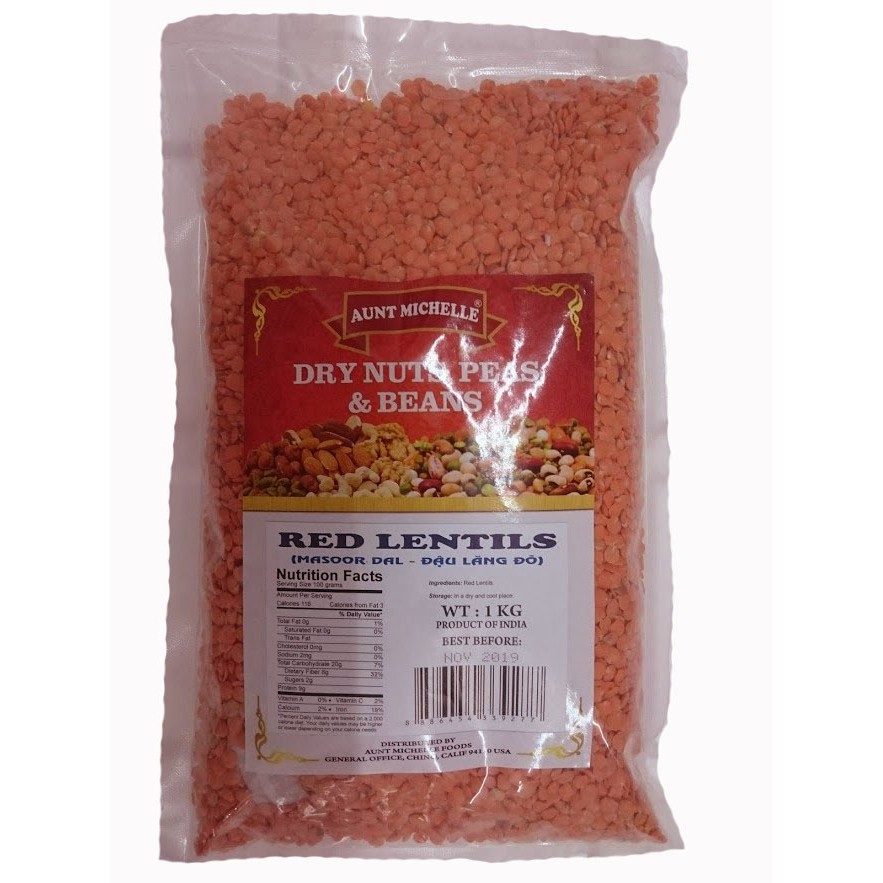 Đậu Lăng Đỏ Tách Vỏ Lentils Peas Red INDIA 1000g