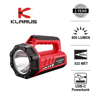 Đèn pin xách tay KLARUS RS10 LED SST40 sáng 800 lumen xa 532m cổng sạc dự phòng TYPE-C pin 8000mAh
