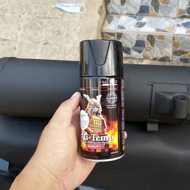 Sơn samurai màu đen mờ H2 chống cháy chịu nhiệt sơn pô bám tốt chống gỉ sét hàng chính hãng