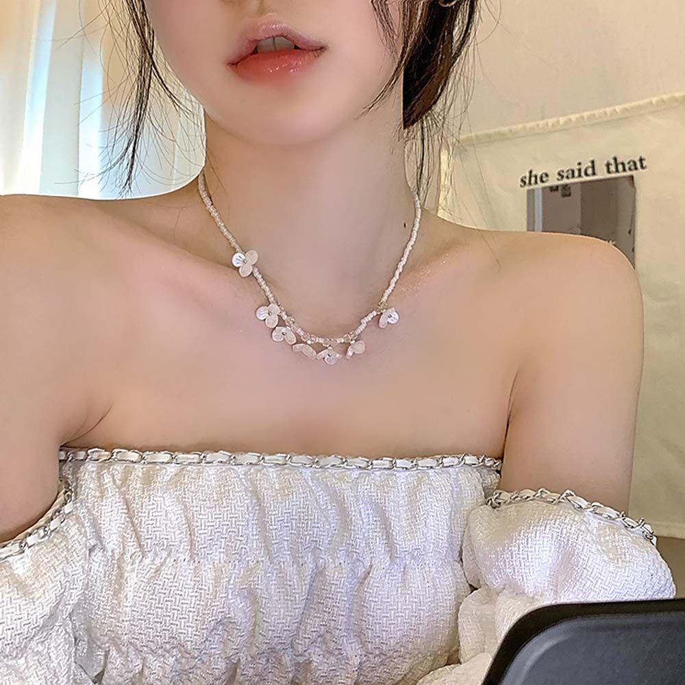 Vòng cổ Chuỗi Hạt 15H Phong Cách Bohemian Thời Trang Cho Bạn Gái|Vòng cổ Mặt Hoa Hồng