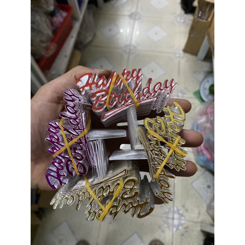 [Freeship] Combo 100 cắm nhựa happybirthday trang trí bánh kem