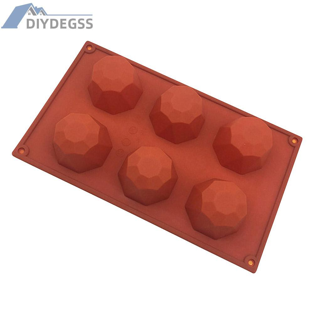 Diydegss2 Silicone Cake Molds 6-Cavity Diamond Chocolate Mooncake Mould Baking Tray