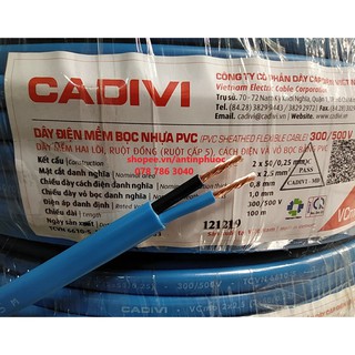 Mua Dây điện đôi 2 lớp vỏ 2x2.5 mm Cadivi  cuộn 100 mét - dây điện mềm dẹp 2 lớp vỏ an toàn Cadivi Vcmo 2 x 2.5 mm2