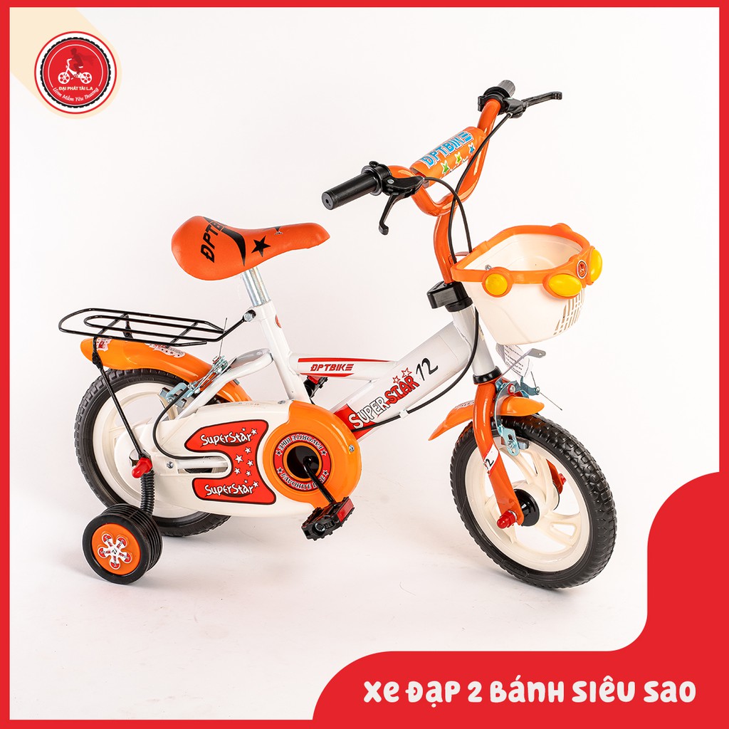 Xe đạp trẻ em 2 bánh Siêu sao - Nhựa Đại Phát Tài- 12 inches- Khung sắt, Vành nhựa, Bánh đúc, Yên mềm. cho trẻ 2-4 tuổi