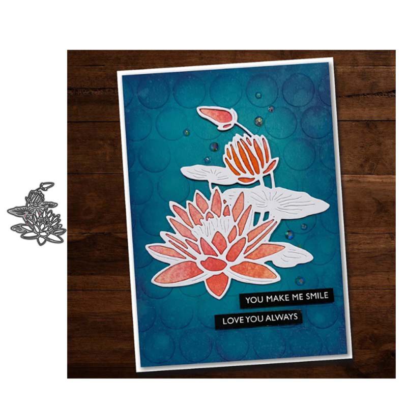 Khuôn cắt giấy làm từ kim loại hình hoa sen trang trí Scrapbook