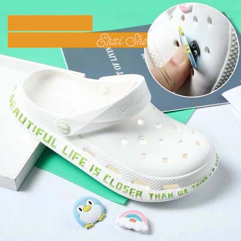 Oeggeo shop Giày Đế Mềm Phẳng Mùa Hè Đục Lỗ Cho Nữ Mang Ngoài Trời
