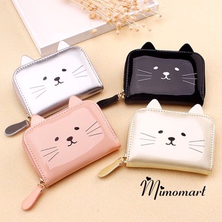 Ví bóp ngắn da mềm hình mèo dễ thương, ví ngắn cầm tay, ví da mềm cho nữ, ví nữ đẹp