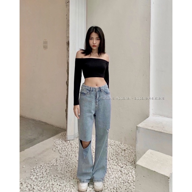 Áo croptop trễ vai-AC042