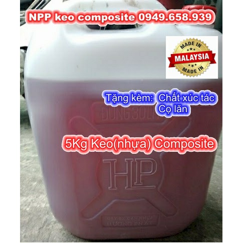 5KG Nhựa composite - keo Polyester resin MADE IN MALAISIA (Tặng kèm chất xúc tác, cọ lăn thành công)