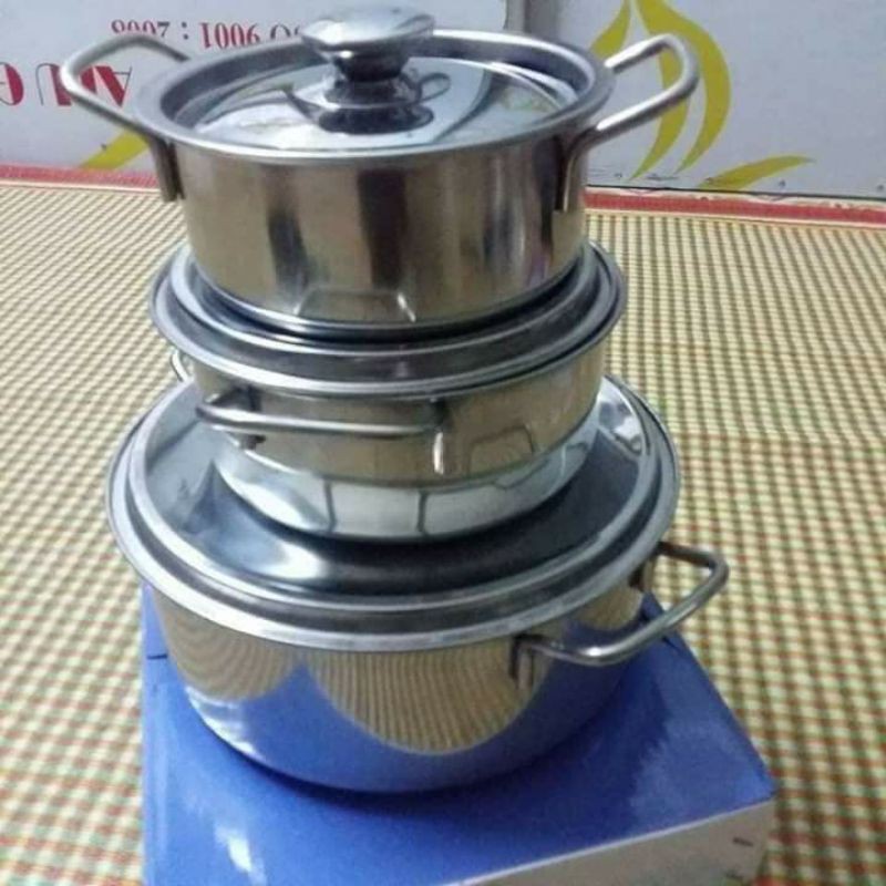 Bộ 3 nồi inox ( KT. 16cm-20cm-24cm )