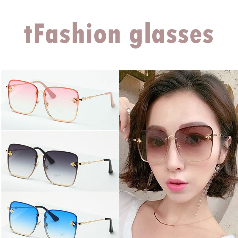 Kính mát oversized tròng trong suốt cho nữ