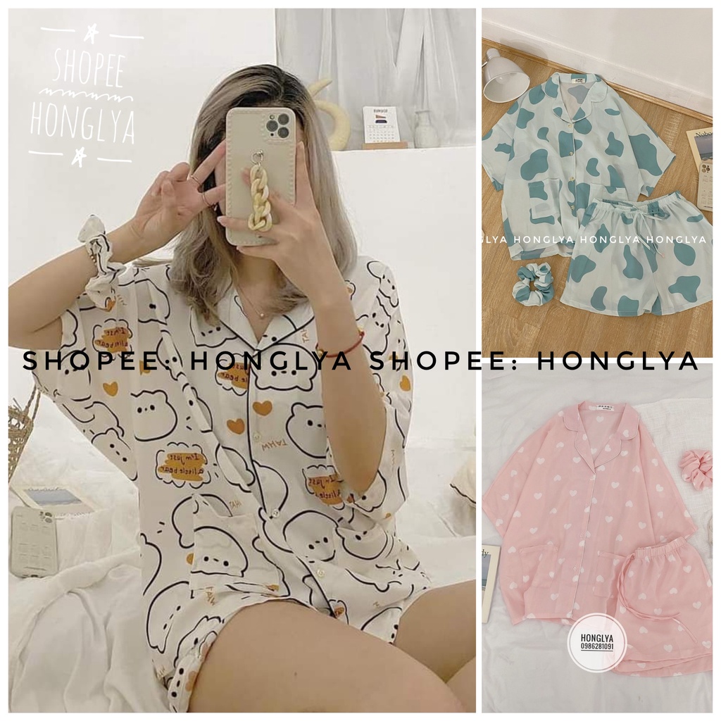 [Tặng scrunchies] Bộ ngủ lụa Mango cánh dơi cực hot hit, bộ pijama lụa mango cánh dơi