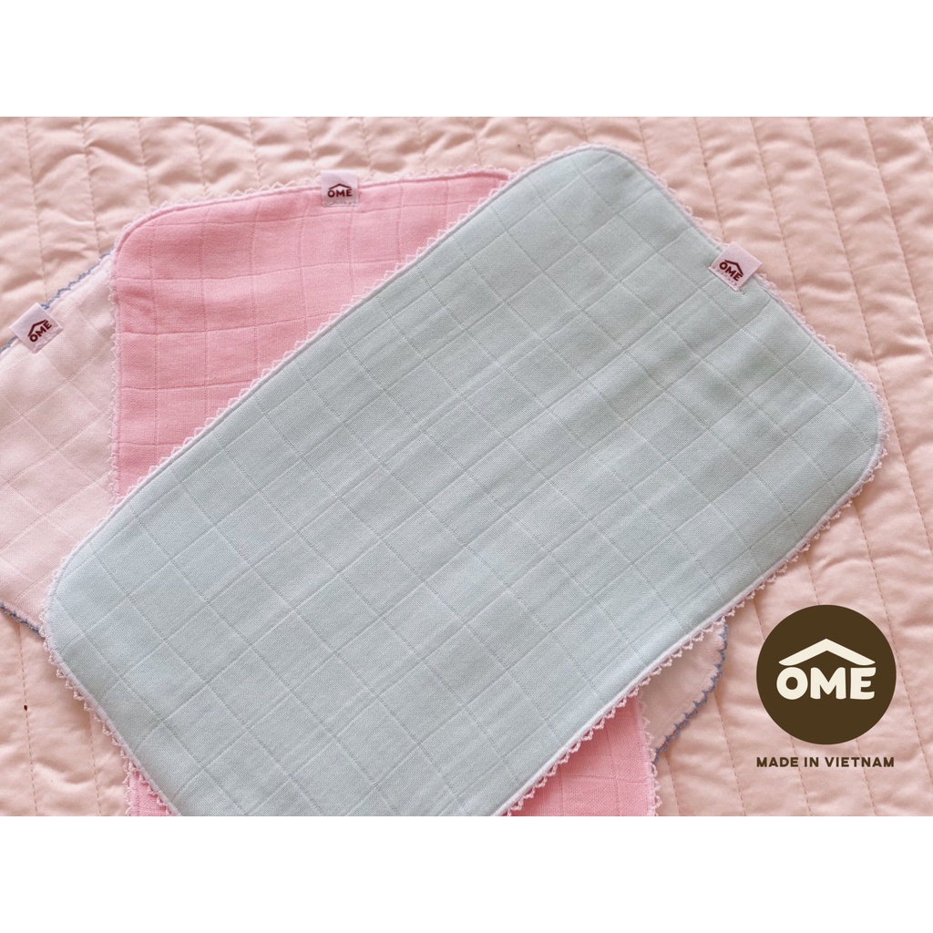 Gối Lót Đầu Sợi Tre Ome 100% Cotton Hữu Cơ Siêu Mềm Mại Tuyệt Đối An Toàn Cho Bé Sơ Sinh
