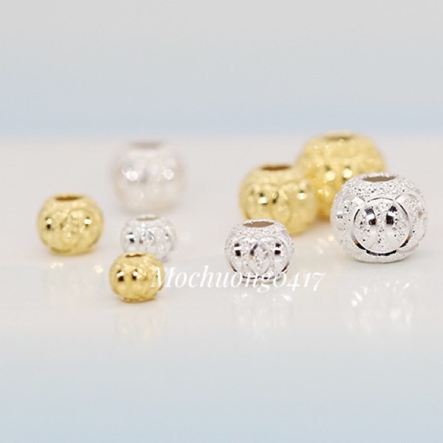 CHUYÊN SỈ  Charm bi cát bạc, bi cát 8mm hàng siêu đẹp - Bạc tốt loại 1, PH182