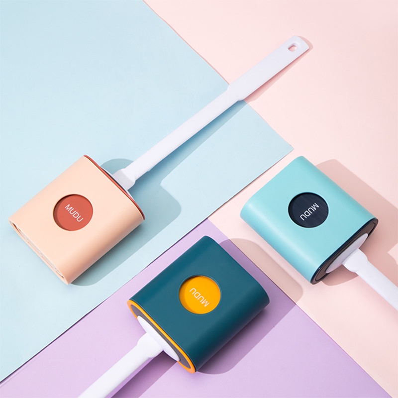 Bộ Cọ Chà Bồn Cầu Bằng Silicon Lông Mềm Tay Cầm Dài Không Góc Chết Sáng Tạo