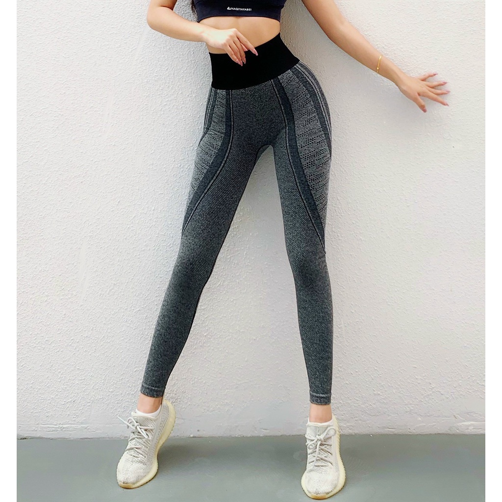 Quần Dài Tập Gym Yoga Nữ Lưng Cao Gel Bụng Chất Dệt Kim Co Giãn Tốt NaQi Q502