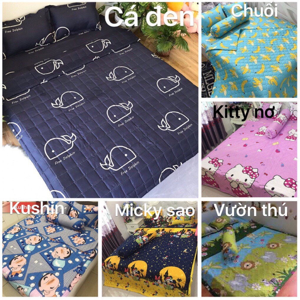 Bộ ga chun kèm 2 vỏ gối nằm COTTON POLY -&gt; được chọn mẫu