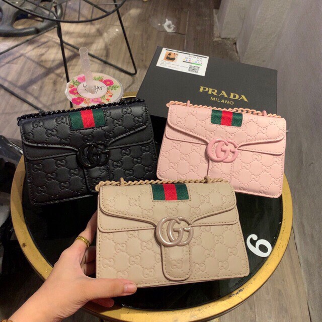 Túi xách nữ chất đẹp , túi đeo chéo GG chất đẹp phối kẻ - T281 | BigBuy360 - bigbuy360.vn