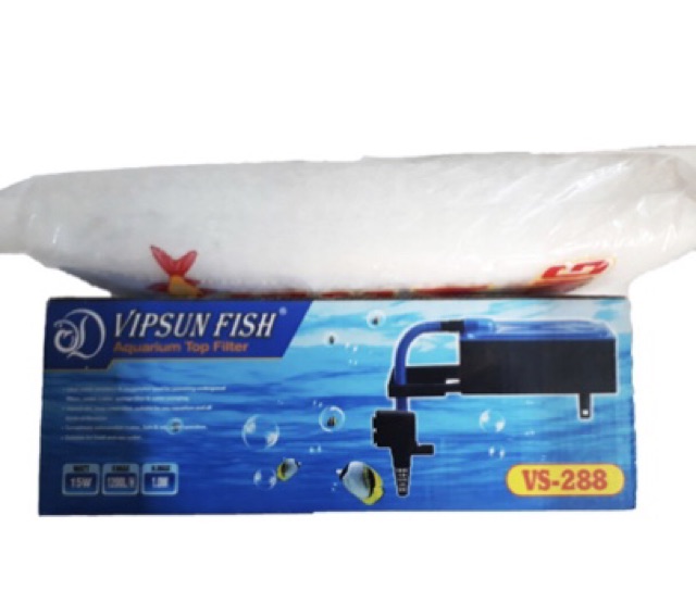 Bộ Máng và Máy Bơm Lọc Nước Hồ Cá Vipsun Fish VS-288 và Bông Lọc (Hàng Công Ty)