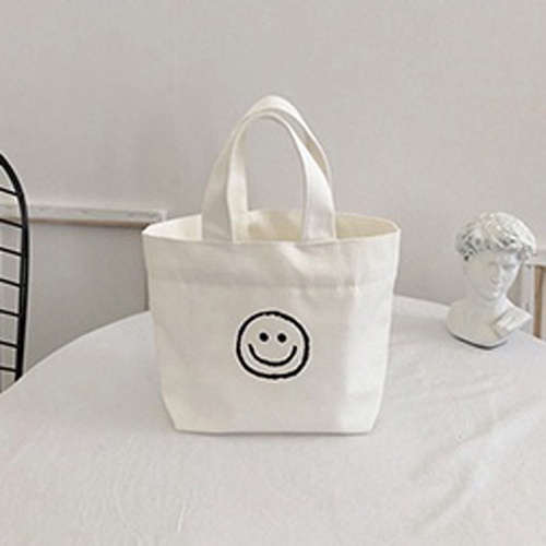 Túi tote mini vải mộc Tiệm nhà Pony phong cách Hàn Quốc in hình mặt cười happy happy