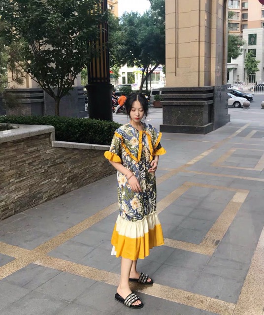 ORDER - ĐẦM HOA SUÔNG CỔ XẾP VIỀN BÈO ( Ảnh thật ở cuối ) | BigBuy360 - bigbuy360.vn