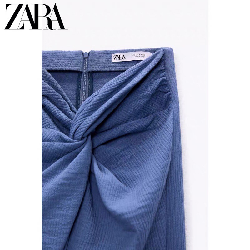 Chân váy Zara new hè 2021 xẻ đùi màu xanh