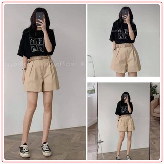 Set áo thun đen quần kaki lửng💖FREESHIP💖Set bộ quần ngố kaki cực xinh AD12