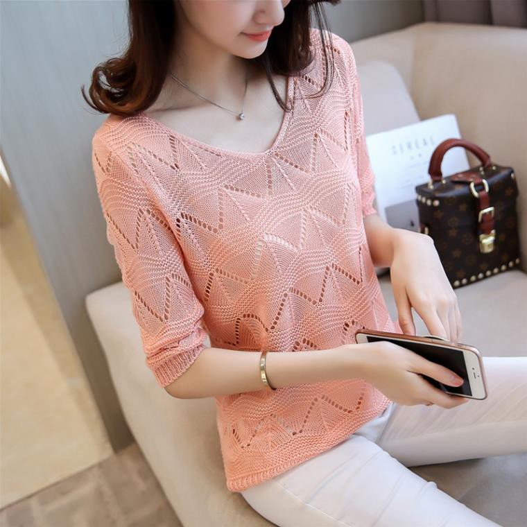 áo len mỏng nữ, cổ v tay lỡ, chất liệu len mềm, kiểu dáng trẻ trung phù hợp mặc mùa xuân hè