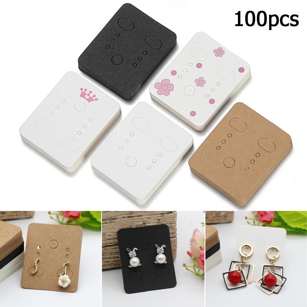 NIUYOU Set 100 Thẻ Treo Bông Tai Màu Trắng Đen DIY