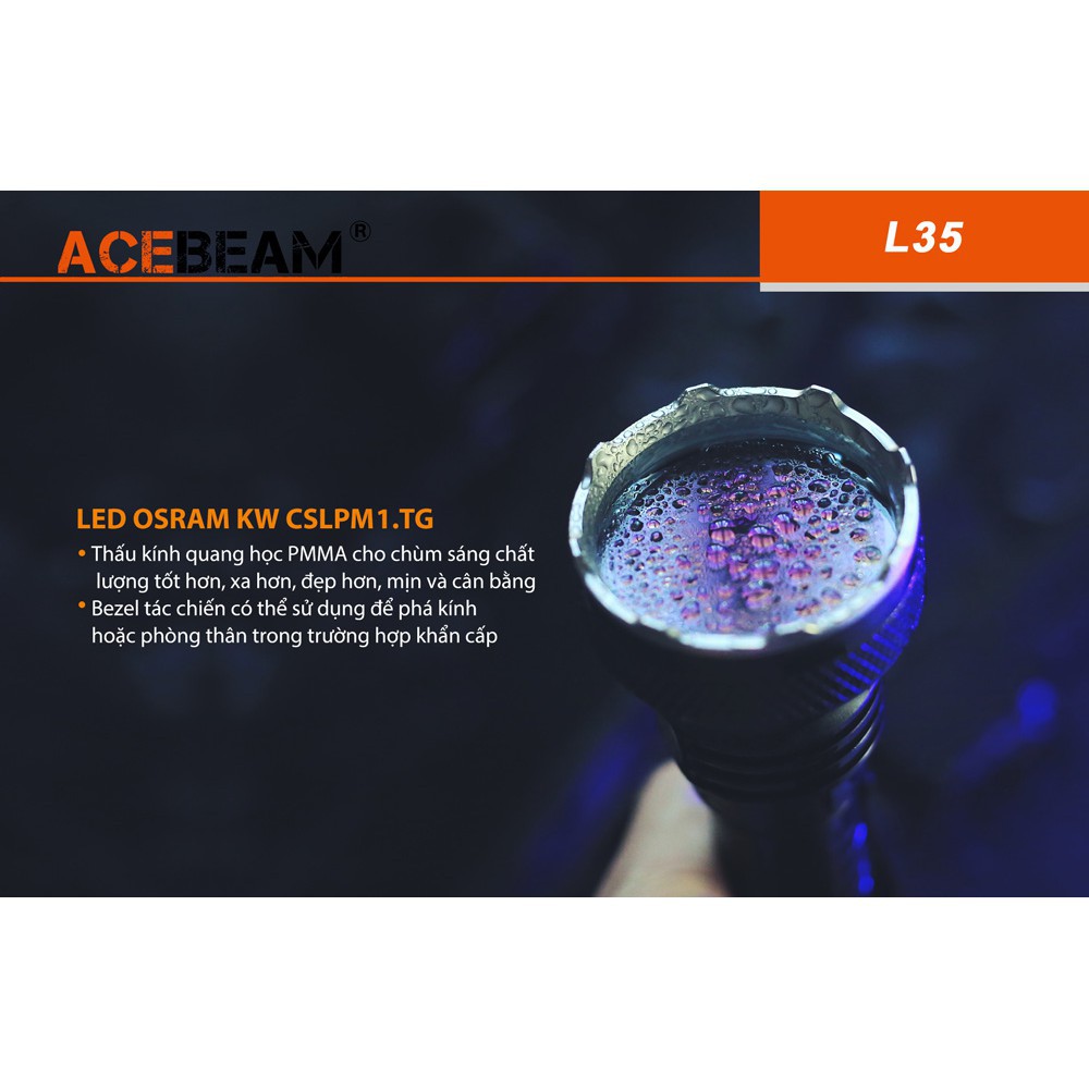 Đèn pin ACEBEAM L35 bóng LED LatticePower P70 độ sáng 4300lm chiếu xa 570m (Không kèm pin)