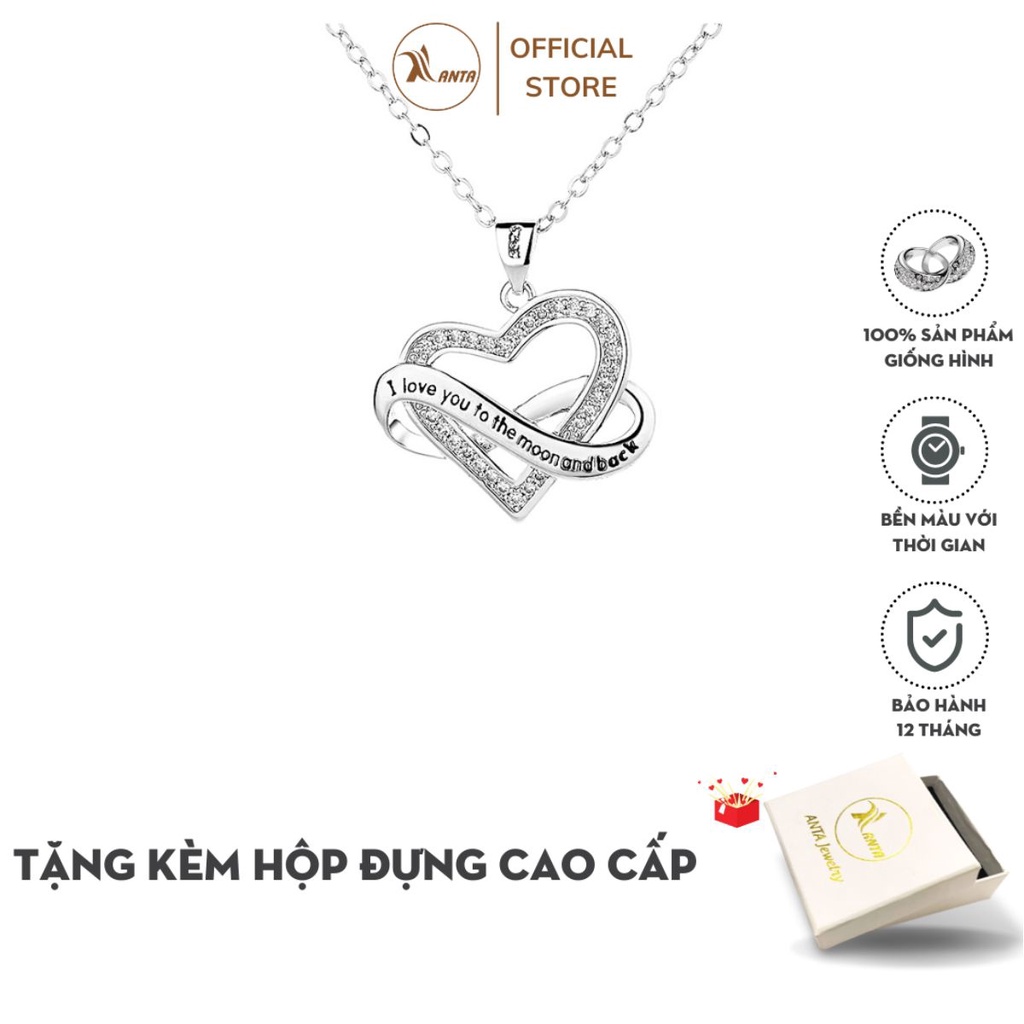 Dây chuyên mặt hình trái tim đính đá uốn lượn cách điệu  ANTA Jewelry - ATJ8044