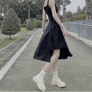 Đầm 2 Dây Lệch Tà Đan Dây Eo (100% ảnh thật)
