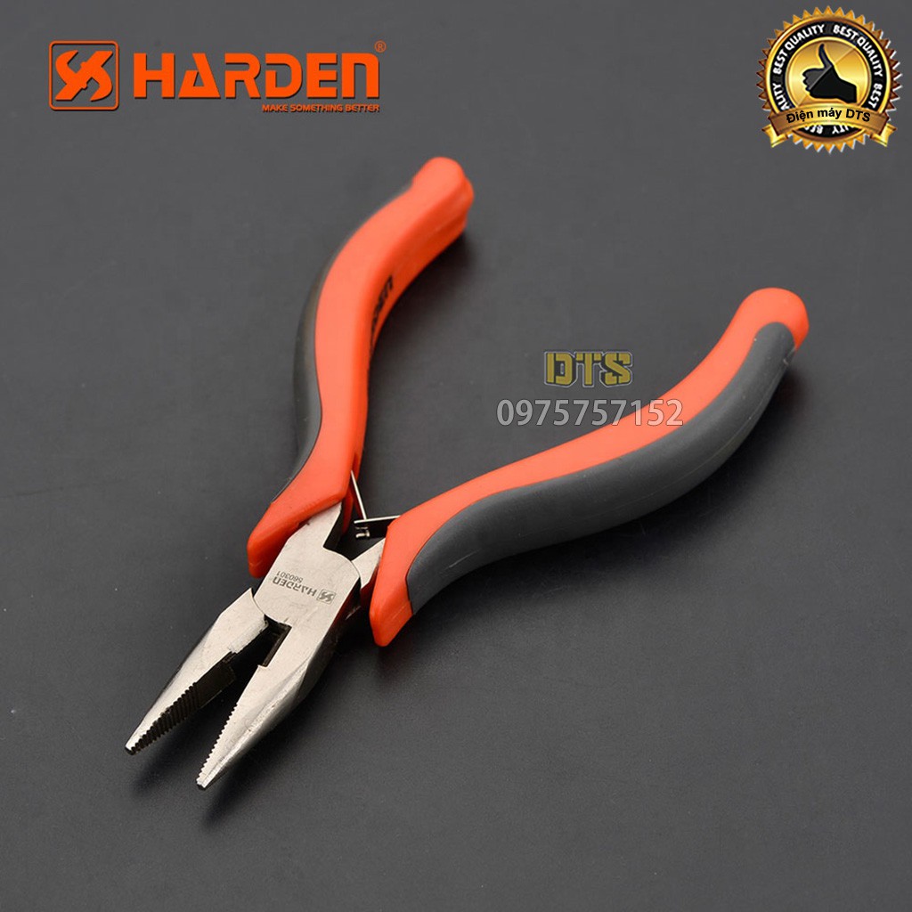 Kìm nhọn mini trợ lực HARDEN 4.5 inch/ 125mm, thép cao cấp CR-V, thiết kế công thái học, lò xo kép - Tiêu chuẩn châu Âu