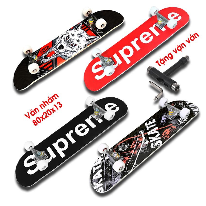 Ván trượt người lớn thể thao skateboard chất liệu gỗ phong ép cao cấp 7 lớp mặt nhám