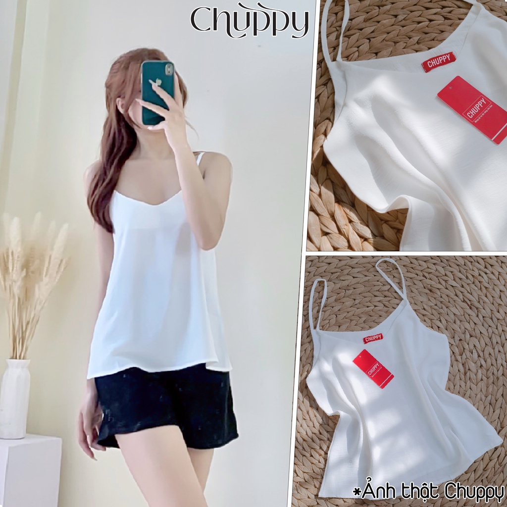 Áo 2 dây đũi lụa CHUPPY form rộng - 2S03