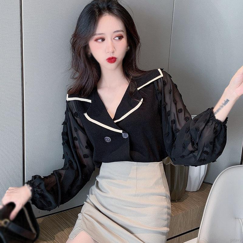 Áo Nữ Tay Dài Phối Lưới Thời Trang Hàn Quốc