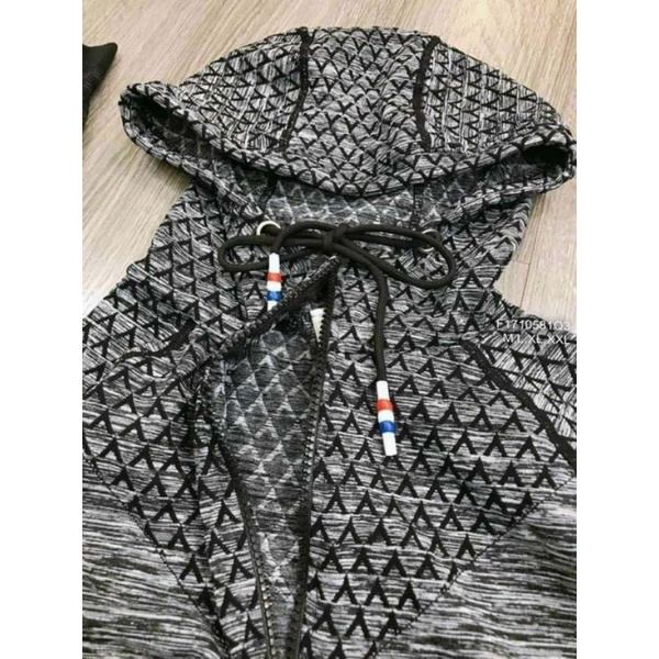 Áo khoác tập Gym Navy có nón kéo khóa tay dài xỏ ngón 1710