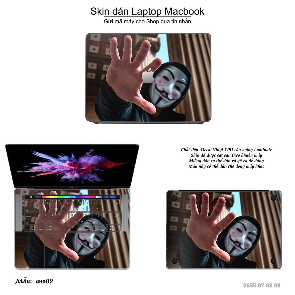 Skin dán Macbook mẫu Anonymous (đã cắt sẵn, inbox mã máy cho shop)